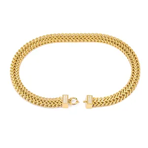 Cadenas grandes chapadas en oro de 18K para hombre, collar de circonia cúbica ostentoso de Hip Hop, joyería de acero inoxidable