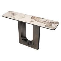 Nouvelle Table de Foyer en Marbre de Style Chinois Long Couloir Table Console Murale pour Entrée Lobby Club Décoration Fin Vue Table