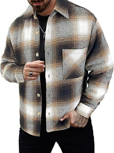 Giản dị in bông nút-up dài tay dệt vải Jacquard người đàn ông áo khoác áo sơ mi với các nút - Product Image 5
