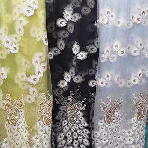 Broderie conception robe tissu paon doré imprimé <span class=keywords><strong>maille</strong></span> tissu petites filles fraîches robes dentelle impression tissu - Product Image 5