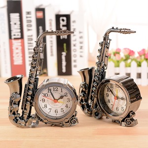 Saxophone Shape Alarm <b>Clock</b> Desktop Quartz Wristwatch Style Table <b>Clock</b> Metal Decorative Timepiece for Home Gift - Product Image 3