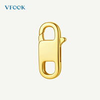 Fermoir rectangulaire VFOOK Findings en or massif 18 carats (Au750) anti-ternissement, type trombone, pour connecteur de chaîne
