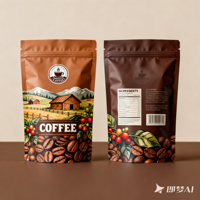 Sac à café écologique personnalisé, pochette à fond plat recyclable avec valve de dégazage unidirectionnelle et fermeture éclair, emballage de café durable