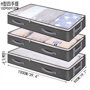 Boîte de rangement sous lit carrée sculptée, pliable, transparente, en PVC écologique, pour vêtements et couettes, sac de rangement plat transfrontalier - Product Image 6