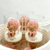 LANJO Niedliche Schleifenknoten-Teddybär-Heißluftballon-Duftkerze mit individuellem Logo für Geburtstagsgeschenk, Heimdekoration, Partygeschenk