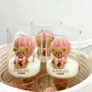 LANJO Cute Bow Tie Teddy Bear Hot Air <b>Balloon</b> <b>Custom</b> Logo Scented Candle for Birthday Gift Home Decor Ornament Party Favor - Product Image 6