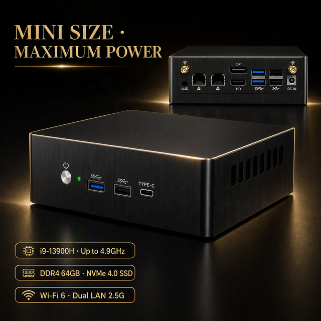 Computador Mini Desktop MQ12 Intel Core i9-13900H i7-13700H DDR4 64GB NVMe SSD AX200 WiFi 6 Windows 11 Linux 1GB LAN Office PC