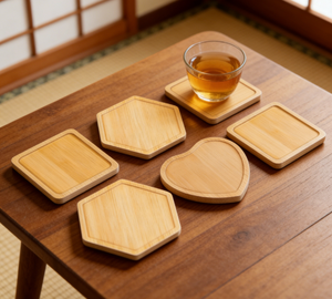 Cross-Border Luxury <b>Bamboo</b> Wood Coaster Sets DIY Mosaic Square Pad Base Wholesale Low Prices High-End Dining <b>Table</b> Feel. - Product Image 5