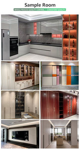 ヨーロッパスタイルのモダンなパーティクルボード製ワードローブ、無垢材スライド式MDF、省スペースの小さなアパート向け寝室家具 - Product Image 6