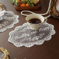 Ensemble de sets de table et sous-verres en dentelle brodée florale vintage romantique française, décoration de table de luxe, forme irrégulière, petite taille