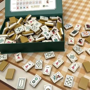 Jeu de Mahjong Minimaliste Moderne avec Motifs Artistiques Grue et Fleurs, 144 Tuiles Premium, Jeu Professionnel, Vente en Gros - Product Image 2