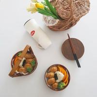 Boîte à lunch en bois de conception circulaire de qualité supérieure Récipient alimentaire écologique avec poignée en bois confortable largement utilisé