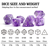 Ensemble de dés en résine polyédrique avec logo personnalisé, nuage de brume violette, numéros argentés, dés RPG pour jeux de société Dungeons and Dragons