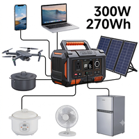 Station d'alimentation portable 300W, générateur solaire à batterie lithium avec ports AC, DC, USB et lumière LED pour le camping, les activités de plein air, les situations d'urgence et la maison