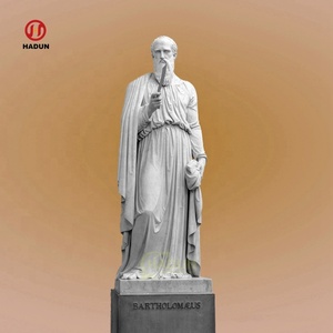 Statua di san patrizio in marmo scultura religiosa scolpita a mano all'aperto - Product Image 2