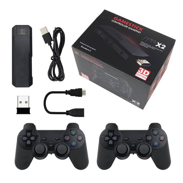 2026 Newest X2 Game Stick 4K HD 64GB Gaming Box Video Games Consoles with 2.4G Wireless Controllers 40000 Games Cheapest