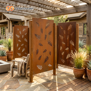 <b>Metal</b> Garden <b>Screen</b> Rectangle Weather Resistant Rustic Orange Outdoor Decor Ornament Modern Plant Theme - Product Image 6