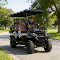 Voiturette de golf électrique Rainbow 72V 5kW 4 places de luxe, couleur personnalisée, avec coffre arrière, certifiée DOT, pour les centres de villégiature aux États-Unis