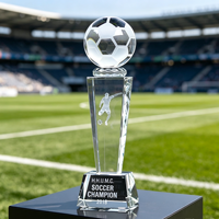 Trophée de football en cristal personnalisé Noble avec gravure 3D intérieure, récompense de reconnaissance pour club de football