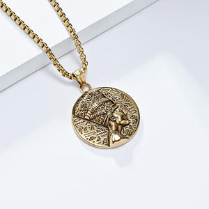 Collier pendentif en acier inoxydable étanche et inaltérable, motif Pharaon égyptien Néfertiti HipHop 2026, pour hommes, vente en gros - Product Image 5