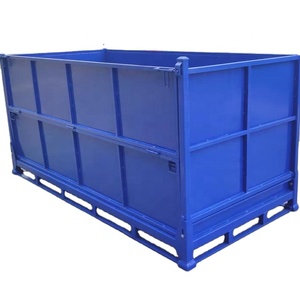 Heavy Duty Reusable Large Dark Blue Stackable Industrial Collapsible Metal Bins Pallet Stillage Cage For Storage And Transport