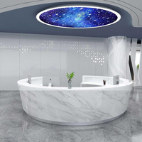 Comptoir de réception circulaire en marbre, mobilier commercial, comptoir de réception pour salle de sport, salon, centre commercial, service client