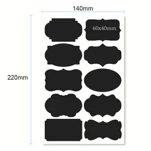 मिश्रित आकार व्यामार्जनीय हटाने योग्य काले Vinyl लेबल चॉकबोर्ड स्टीकर छोटे लेबल चॉकबोर्ड स्टीकर के लिए रसोई पेंट्री जार