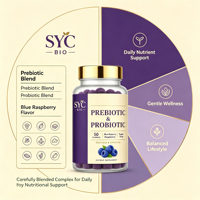 Gummies prébiotiques et probiotiques SYC BIO pour un mode de vie équilibré, 50 unités, saveur framboise bleue, prix usine en gros, marque privée OEM ODM