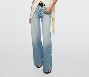 Jeans de Mezclilla de Cintura Media con Pierna Ancha, Estilo Casual, Lavables, Diseño Liso - Product Image 1