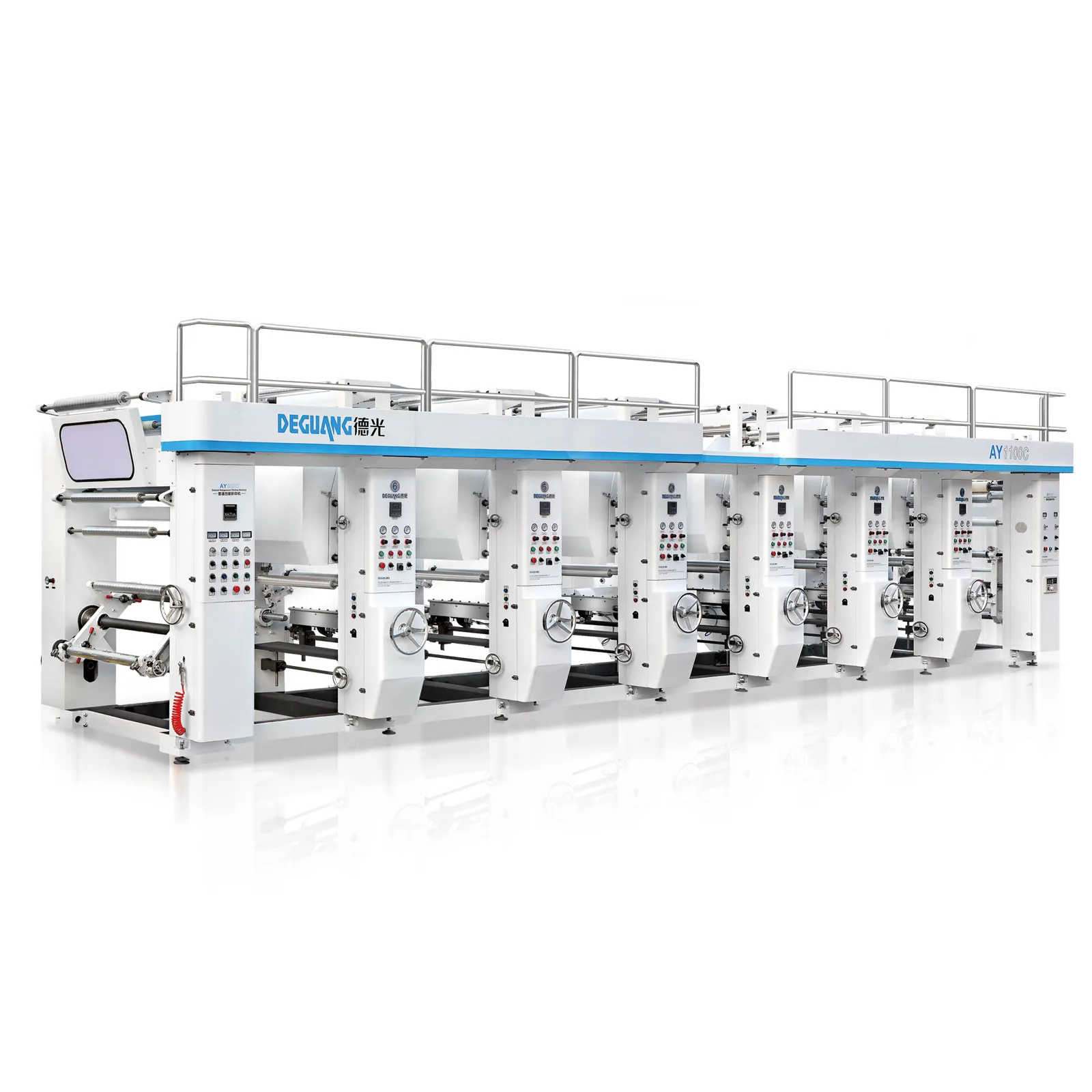 Aluminium foil rotogravure printing machine 4 colors with shaftless printing cylinder