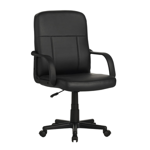 Chaise de bureau Stromboli Staylux en cuir noir, chaise de bureau réglable en hauteur - Product Image 1