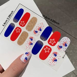 4 juillet ongles enveloppes autocollants jour de l'indépendance Gel ongles autocollants patriotique vernis à ongles bandes couverture complète enveloppes auto-adhésives - Product Image 5