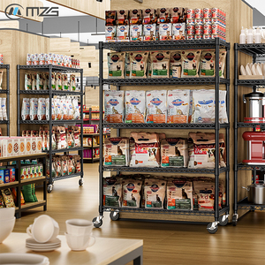 MZG Wholesale Commercial Mobile Heavy Duty 5 Shelf Wire <b>Display</b> Shelves <b>Unit</b> with Casters for Supermarket Store - Product Image 1