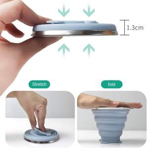 Tazza Pieghevole in Silicone Portatile <span class=keywords><strong>dal</strong></span> Design Moderno, Bicchiere da Viaggio Pieghevole in Silicone con Coperchio per Campeggio - Product Image 4