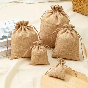 Eco Friendly Burlap Bags Linen Gift Pouch Packaging Jewelry Sack Jute Bag