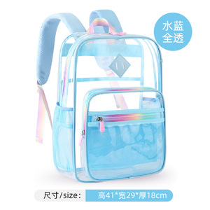 Transparent PVC Student <b>Backpack</b> <b>Large</b> Capacity Waterproof School Bag Softback External Frame Zipper Travel Daypack - Product Image 3
