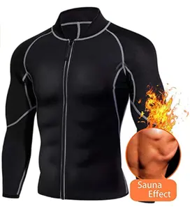 Traje de neopreno para Sauna de manga larga para hombre, camisa de entrenamiento, moldeador de cuerpo, chaqueta de Fitness, Top de gimnasio, ropa moldeadora