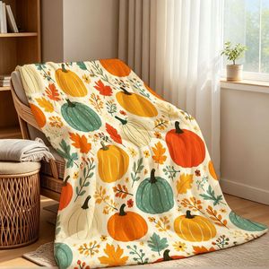 Couverture en flanelle à motifs d'Halloween, couverture de sieste, décoration d'Halloween effrayante, confortable, chaude, super douce pour les voyages et le camping YH-MT- - Product Image 1