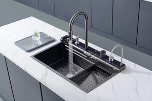 Évier de cuisine intelligent moderne en acier inoxydable multifonctionnel <span class=keywords><strong>avec</strong></span> affichage numérique LED, édition 2025, 7 touches piano, <span class=keywords><strong>avec</strong></span> <span class=keywords><strong>cascade</strong></span> - Product Image 5