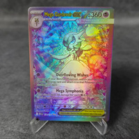 Carte à collectionner de jeu d'anime holographique de qualité supérieure, personnalisée en anglais, avec effet foil, représentant un Pokémon Mega Évolution en version Full Art