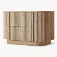 Table de chevet moderne prestigieuse en chêne américain, table de chevet à 2 tiroirs cannelée, armoire d'appoint de luxe en bois artisanal authentique