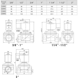 États-Unis Vanne solénoïde en laiton massif 1/2 pouce 110V AC normalement fermée pour eau, air, diesel - Product Image 6