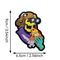 Patch PVC 3D personnalisable Prêt à l'emploi, motif Pizza Skull Night Vision, pour chapeaux tactiques