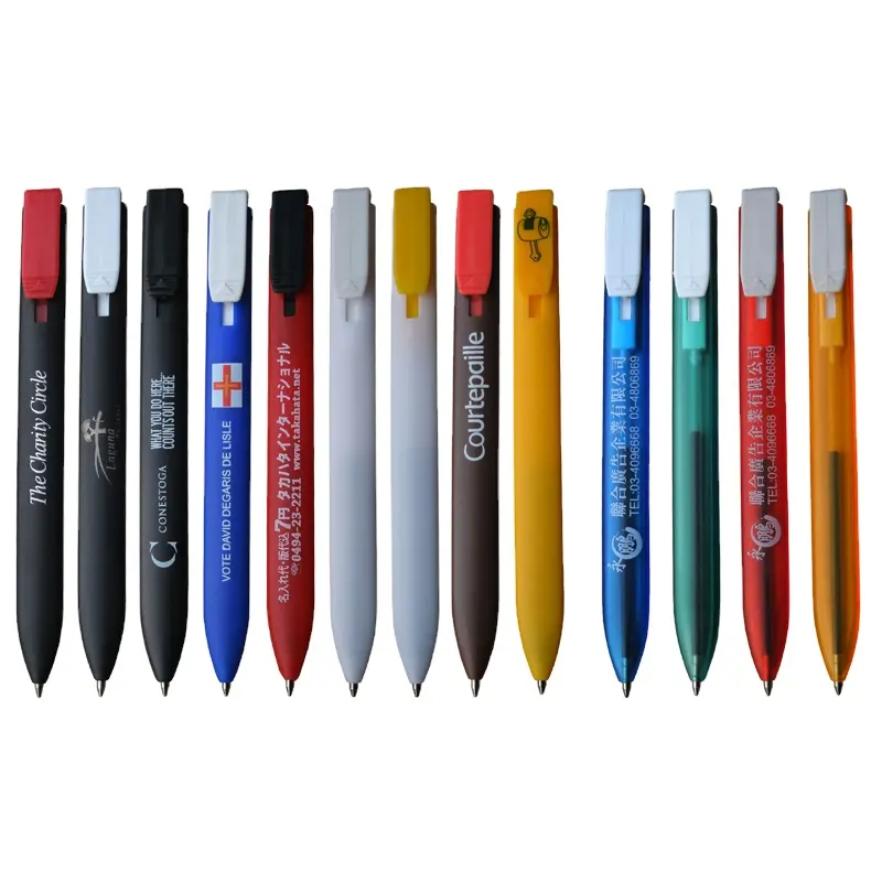 Promotional personalized print multicolor flat ball pen plastic bookmark pen