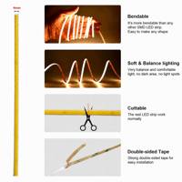 Bande LED COB ultra-étroite 3mm/4mm, haute densité 400 LED/m, ruban linéaire flexible, IRC 90+, sans points, DC 12V/24V, PCB blanc mince