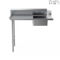 Table de travail commerciale pour vaisselle, utilisation gauche/droite, 30-3/8"W 46-1/4"H avec drain, finition polie, résistante à la corrosion, garantie 5 ans