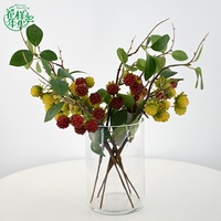 Lebensechter Künstlicher Himbeerzweig mit Beeren Flexibler Drahtstiel für DIY-Bastelarbeiten Kränze und Heimdekoration