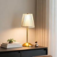 Lámparas de Mesa LED de Lujo Inalámbricas Recargables con Función de Atenuación, Funcionamiento a Batería, Pantalla de Cristal Dorado Vintage, para Restaurante