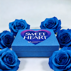 Scatole Regalo Blu Personalizzate, Scatole di Imballaggio in Carta Texturizzata per Cosmetici e Regali a Tema Cuore - Product Image 3