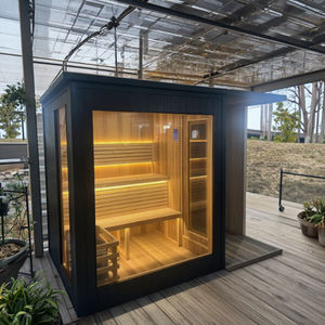 Sauna flottant moderne pour 4 personnes avec <span class=keywords><strong>douche</strong></span> de plafond, en <span class=keywords><strong>bois</strong></span> massif de cèdre rouge/pruche, fonctions vapeur humide/sèche, électrique, pour appartement - Product Image 2